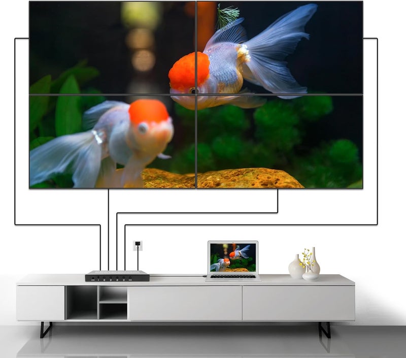 HDSUNWSTD Video Wall Controller HDMI 1X4,Splicing Professional Processor with 4 HDMI+3.5mm Audio Output 180 Degree Rotate TV Wall Display 8 Splicing Modes 1x1, 1x2, 1x3, 1x4, 2x1, 3x1,4x1, 2x2 - Image 4